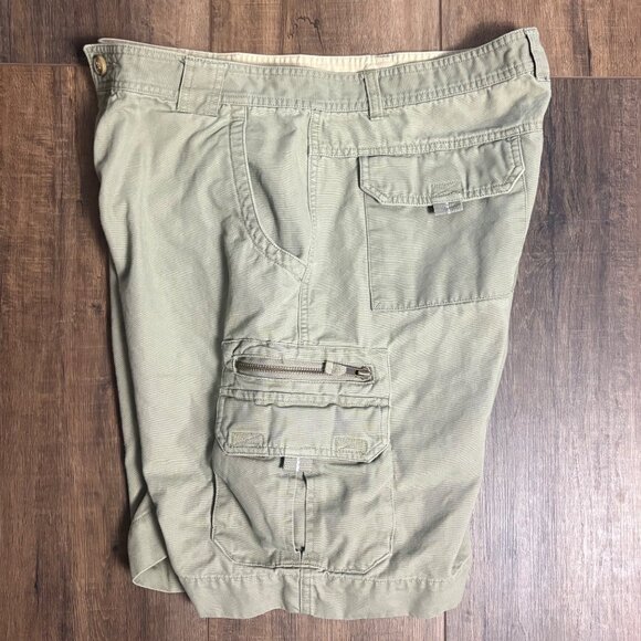 Vintage Mens Cargo Shorts 36 Khaki 100% Cotton Heavy Pockets John Ashford - Picture 3 of 8